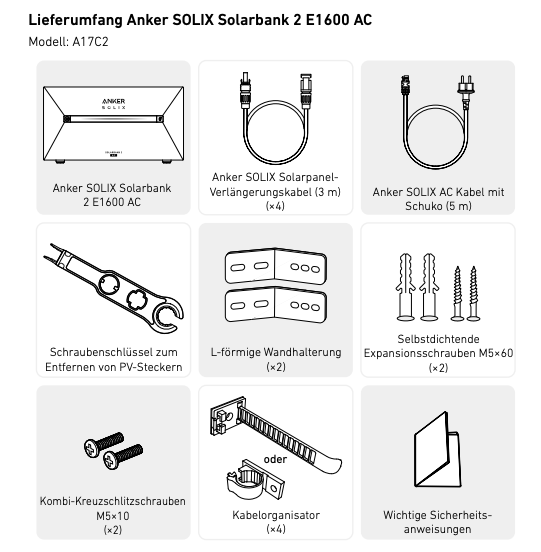 Anker SOLIX Solarbank 2 E1600 AC Solarstromspeicher 1600Wh