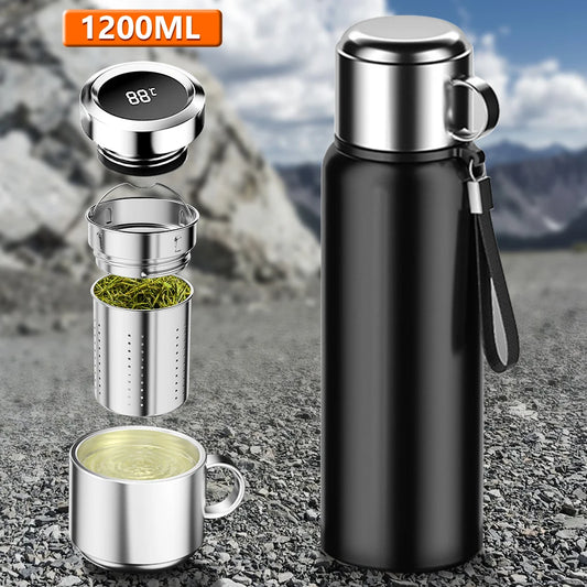 1200 ml Smart Thermosflasche Temperaturanzeige, Hält kaltes und heißes Wasser, Thermosflasche für Wasser Tee Outdoor Sport Wasserflasche