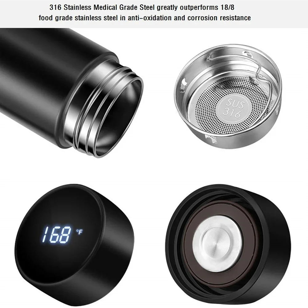 500ml Thermos Flasche Smart Cup Digital mit Temperatur Display - Edelstahl Thermos Flasche Lang anhaltende Wärme