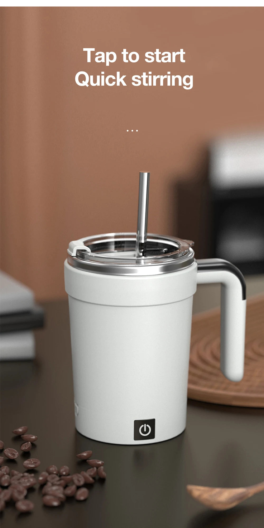 Automatischer Rührbecher, wiederaufladbarer Magnetmischer, elektrische Rührbecher, Edelstahl, Kaffeebecher, rotierender magnetischer Becher