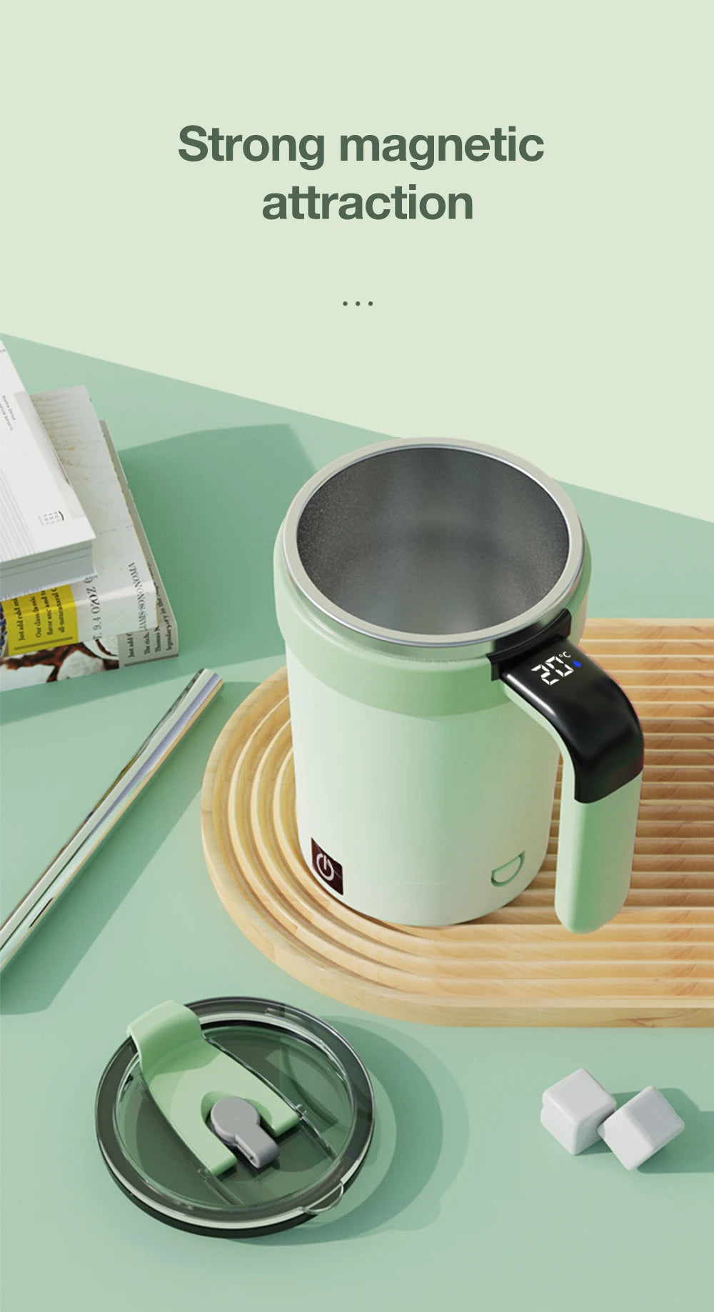 Automatischer Rührbecher, wiederaufladbarer Magnetmischer, elektrische Rührbecher, Edelstahl, Kaffeebecher, rotierender magnetischer Becher