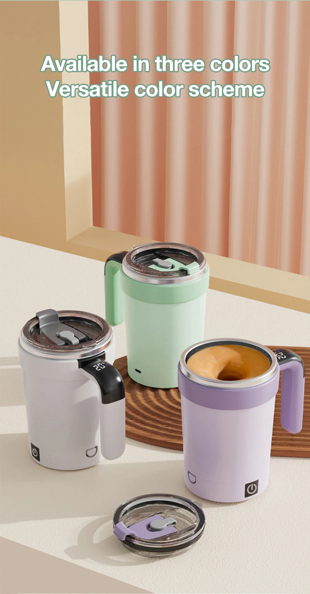 Automatischer Rührbecher, wiederaufladbarer Magnetmischer, elektrische Rührbecher, Edelstahl, Kaffeebecher, rotierender magnetischer Becher